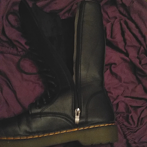 Beautiful pairs of calf-high black combat boots. - Picture 3 of 4